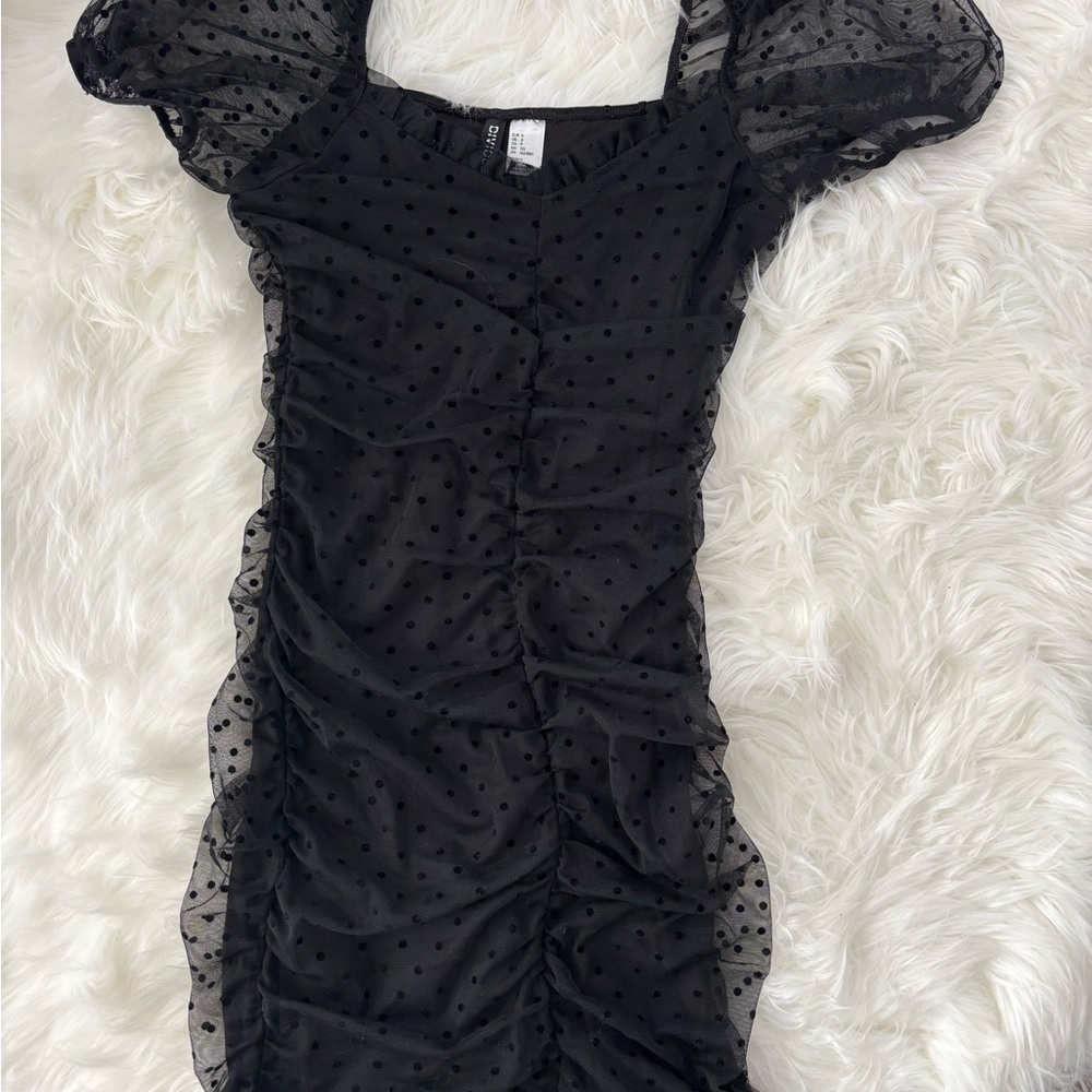 Black Polka Dot Mesh Dress